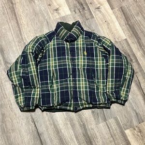 Duck Down Nautica Men’s Winter Jacket Green Blue Plaid Winter Zip Up
